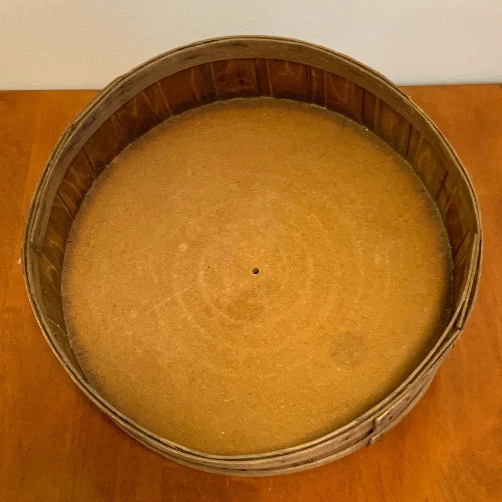 Unique Vintage Round Woven Splint Wood Basket - 12 Inches